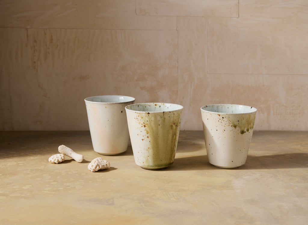 Kazegama-Fired Porcelain Cup, Celadon Glaze, no.3