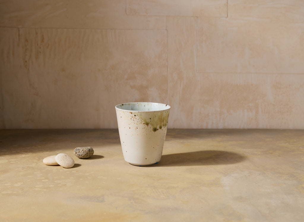 Kazegama-Fired Porcelain Cup, Celadon Glaze, no.3