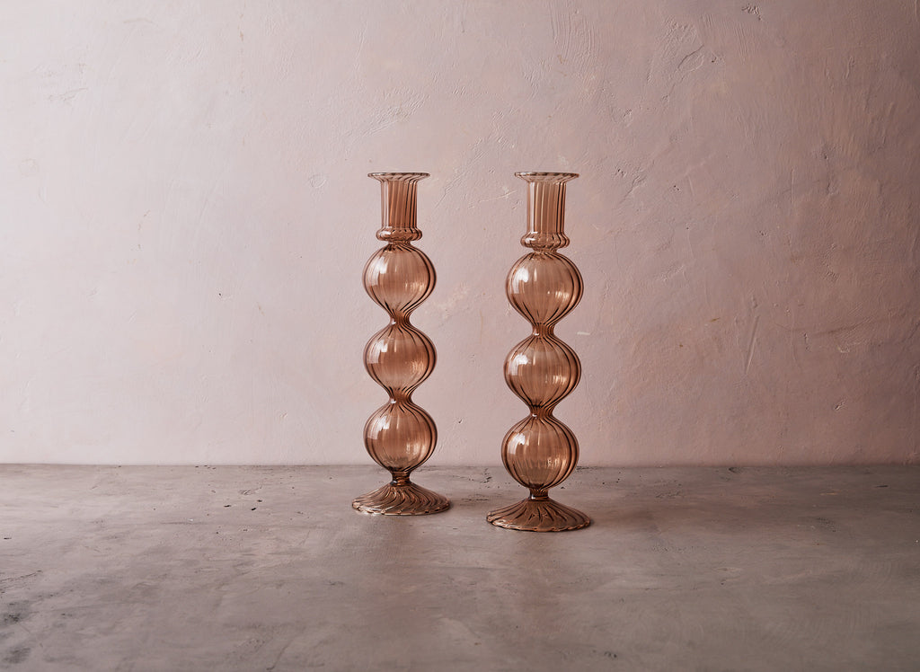 Amaranth Glass Candlestick