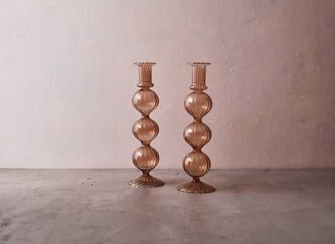 Amaranth Glass Candlestick