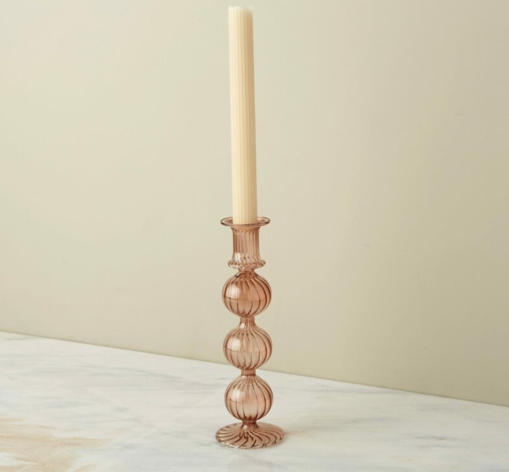 Amaranth Glass Candlestick