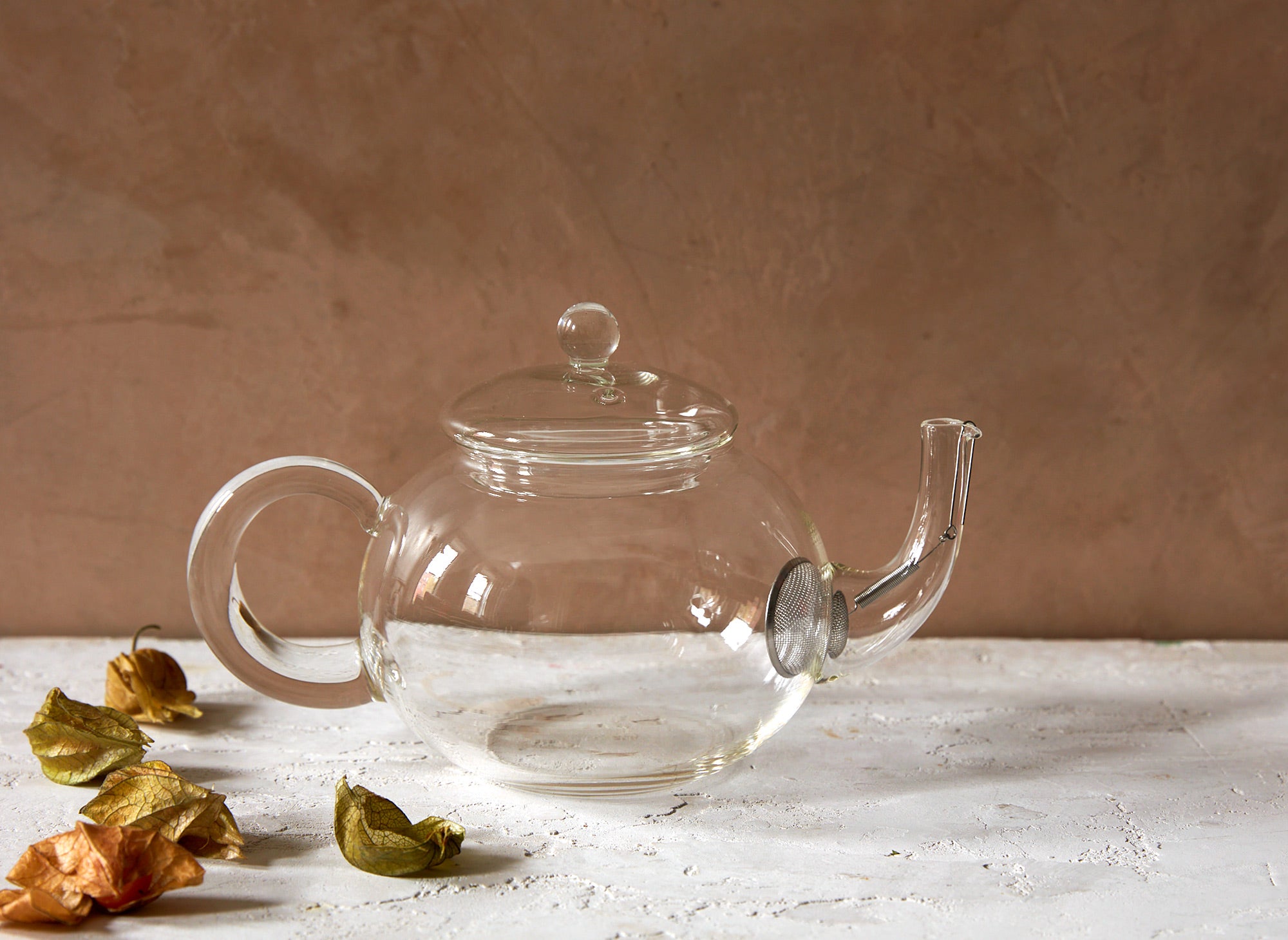 Jumping Leaf Glass Teapot