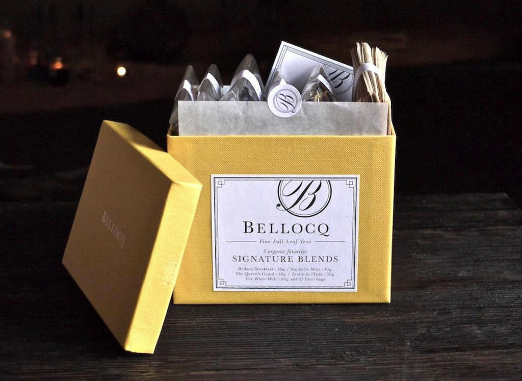Shop the premium tea blends collection by BELLOCQ, the perfect white, black and green tea gift set. Includes 25 filter bags. Discover a world of luxury tea.